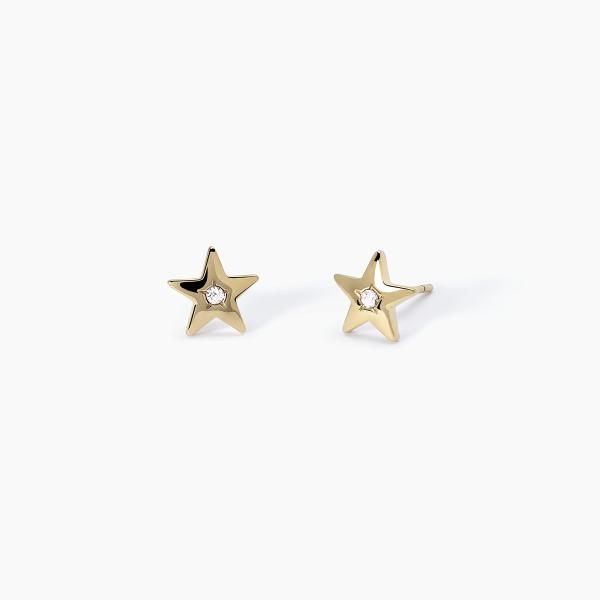 2 Jewels Orecchini Lobo Acciaio Gold Stella e Cristallo