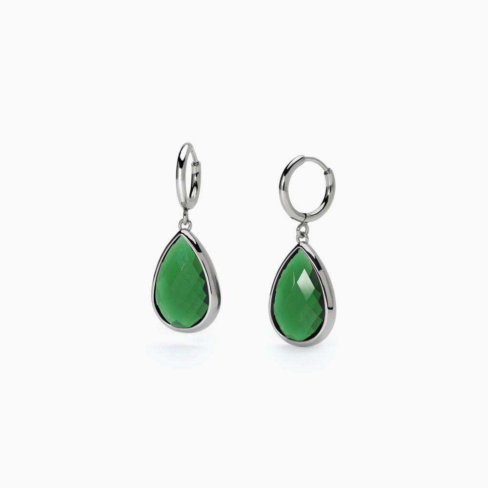 2 Jewels Orecchini Acciaio Glass Goccia Verde