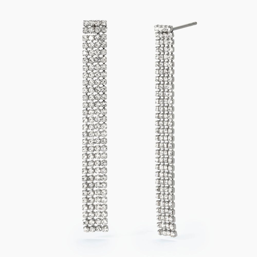 2 Jewels Orecchini Tennis Multifilo Acciaio Cristalli Bianchi