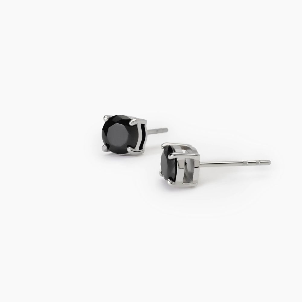 2 Jewels Orecchini Lobo Acciaio Zircone Nero 6 mm