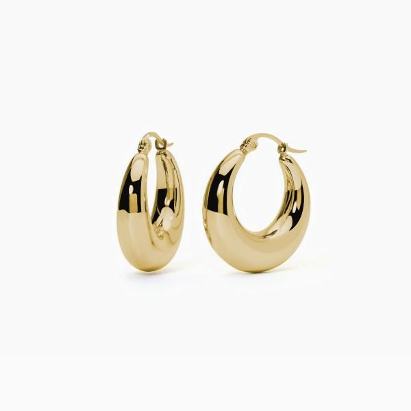 2 Jewels Orecchini Cerchio Acciaio Dorato Bombato