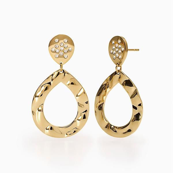 2 Jewels Orecchini Acciaio Gold Goccia con Cristalli