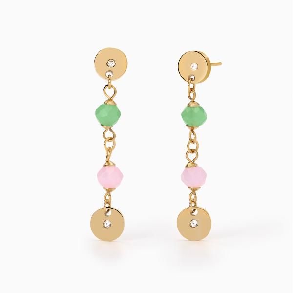 2 Jewels Orecchini Acciaio Gold con Glass Multicolor