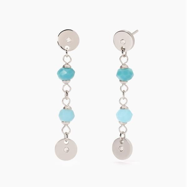 2 Jewels Orecchini Acciaio con Glass Azzurri