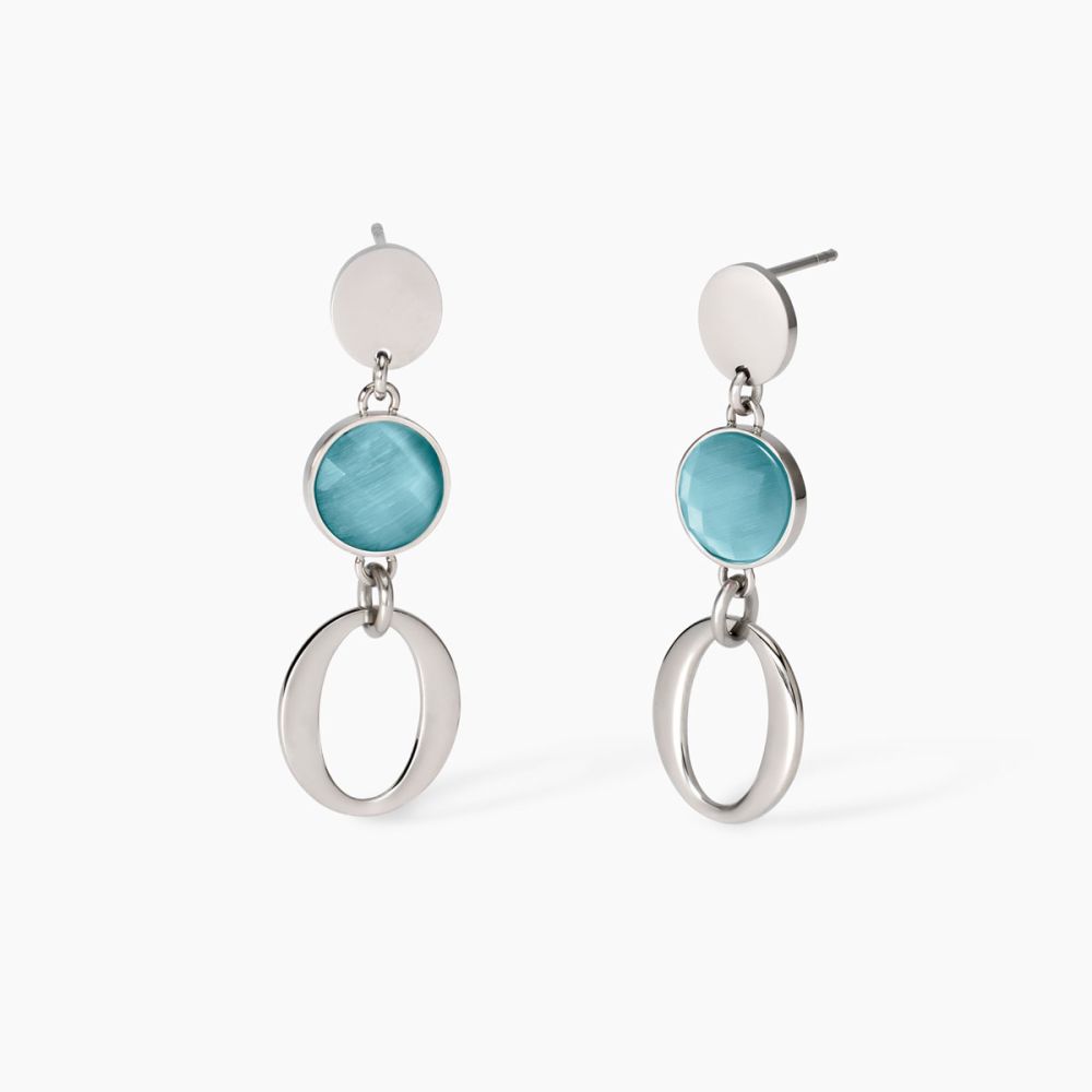 2 Jewels Orecchini Acciaio Cat Eye Azzurri