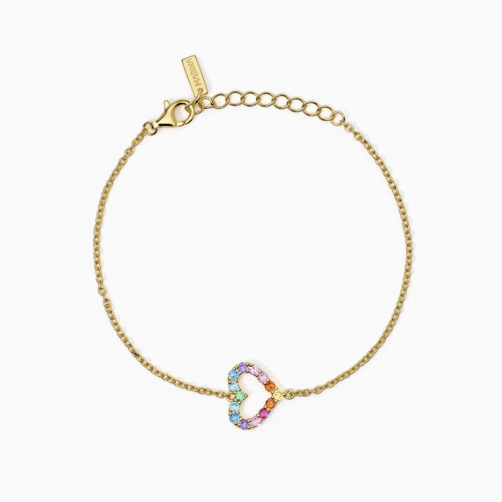 Mabina Bracciale Argento Gold Cuore con Zirconi Multi