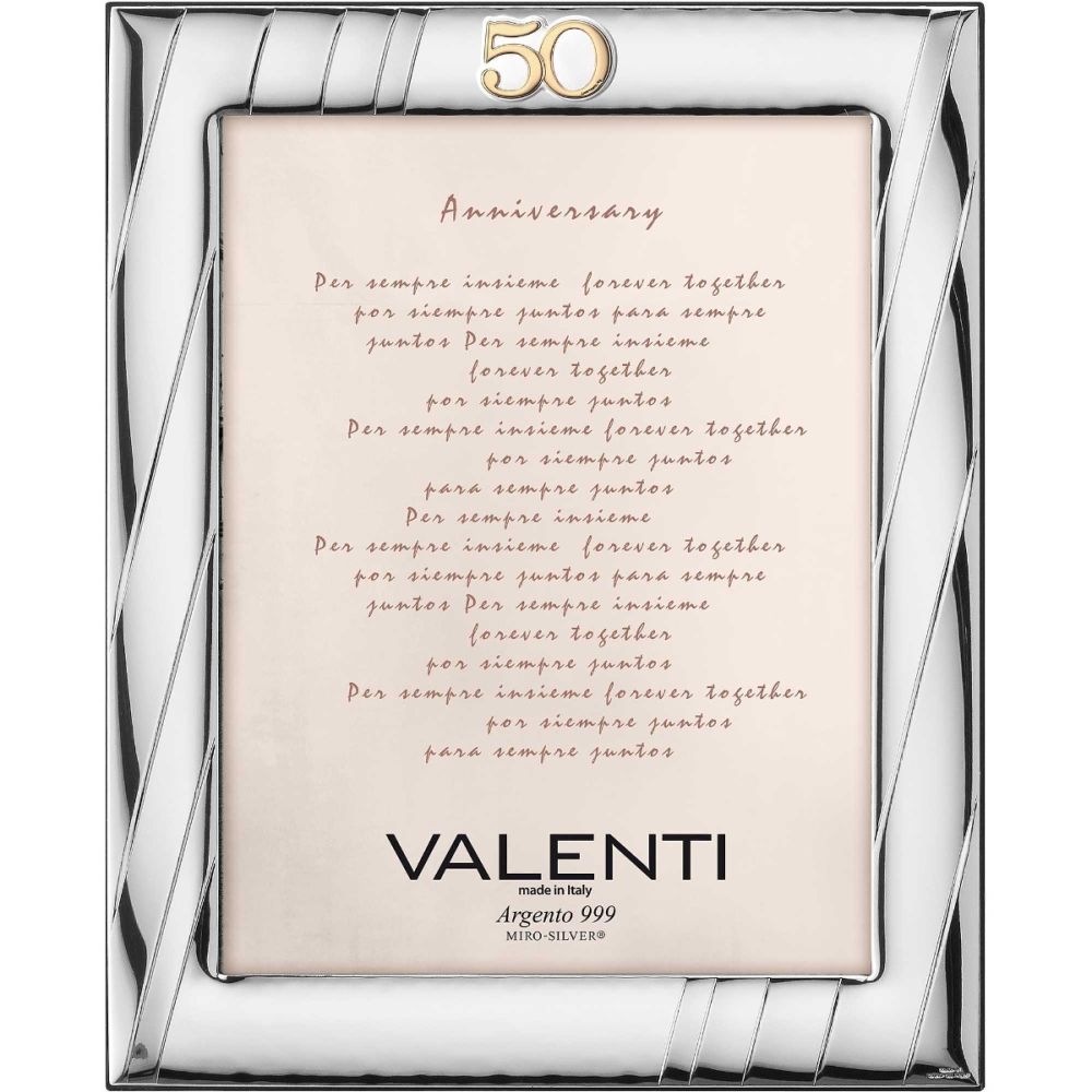 Valenti Cornice Anniversario 50° Legno e Argento 20X25