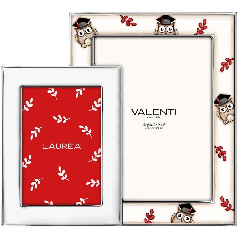 Valenti 2 Cornici Per Laurea Laminato Argento e Legno  9x13 - 13x18