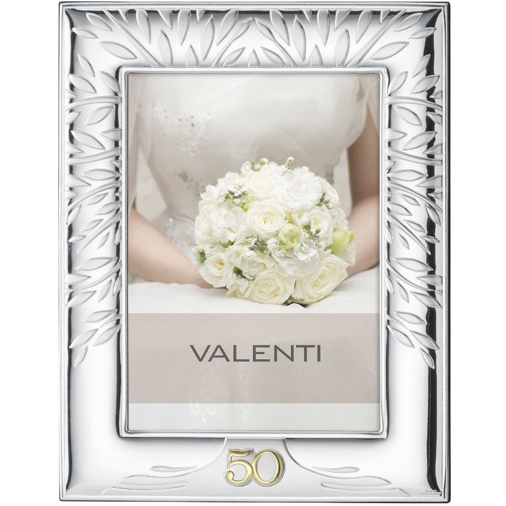 Valenti Cornice Anniversario 50° Argento e Legno 15X20