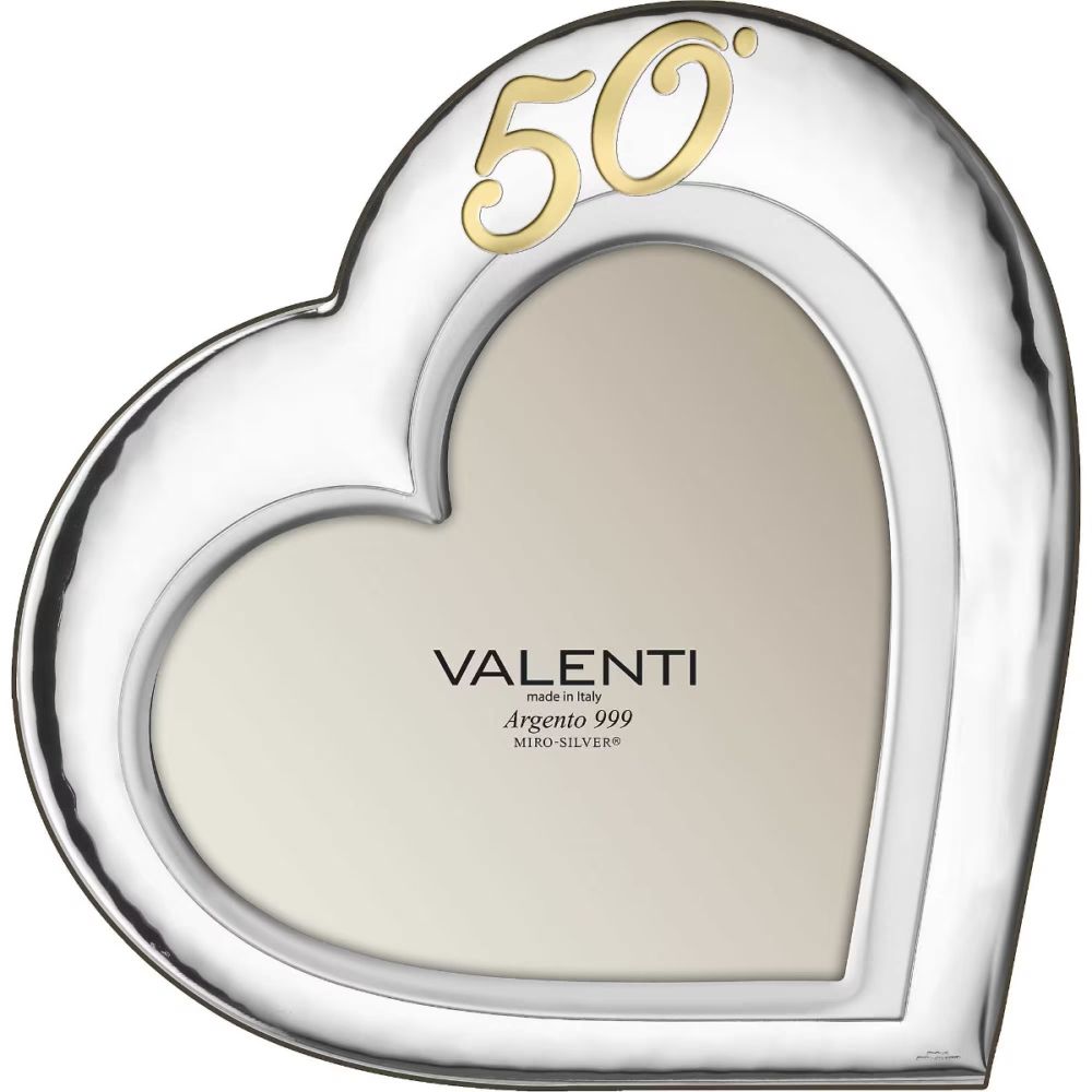 Valenti Cornice Cuore 50° Legno e Argento 20X20