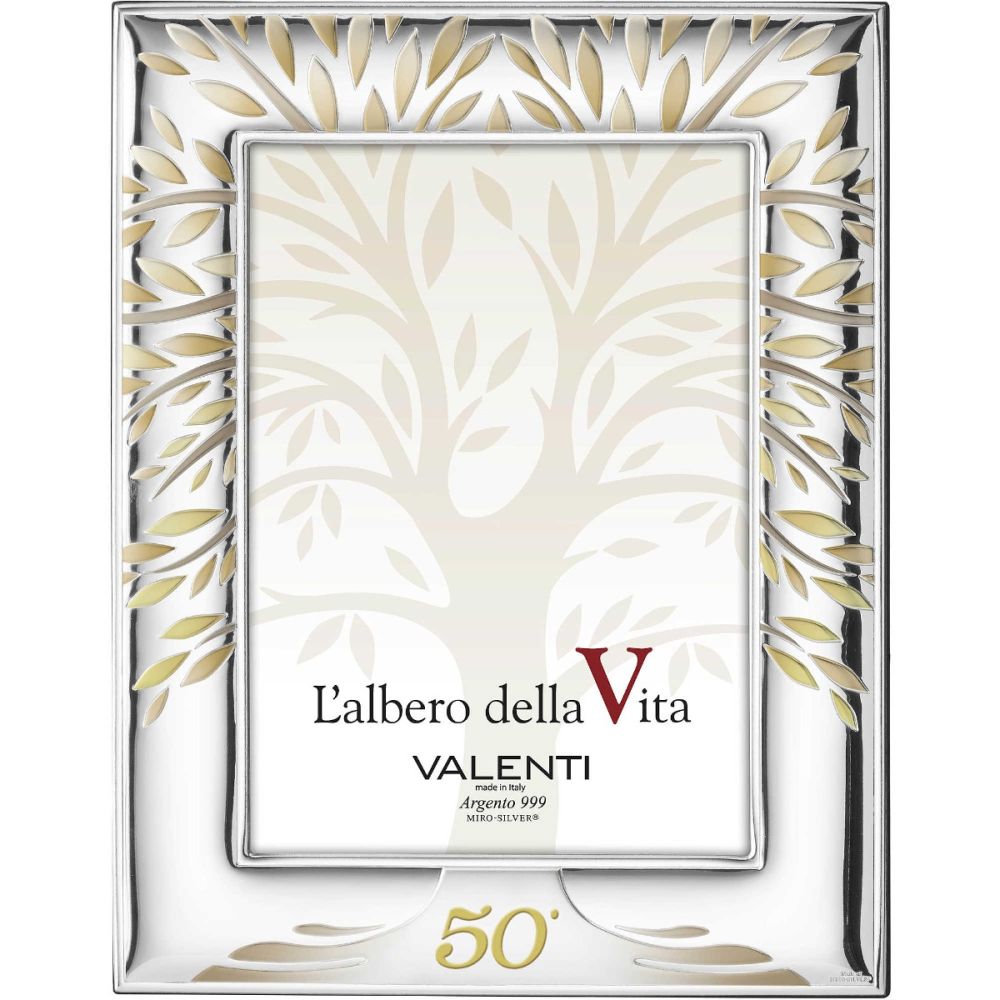 Valenti Cornice Anniversario 50° Argento e Legno 15X20