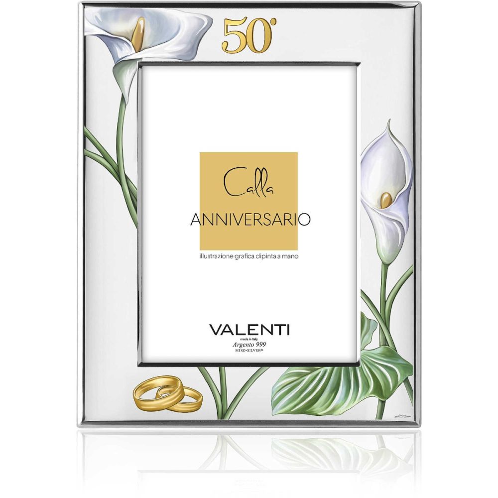 Valenti Cornice Anniversario 50° Argento e Legno 13X18