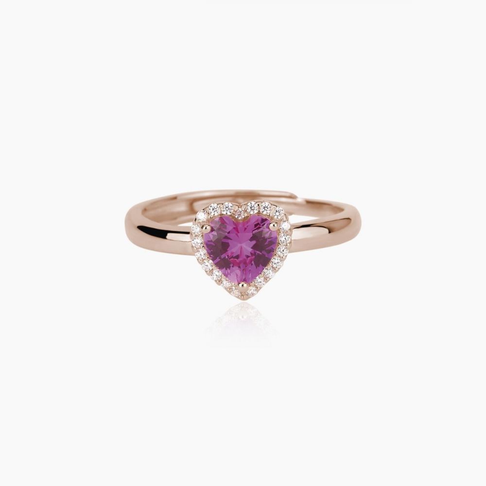 Mabina Anello Regolabile Argento Rosè Cuore tormalina 