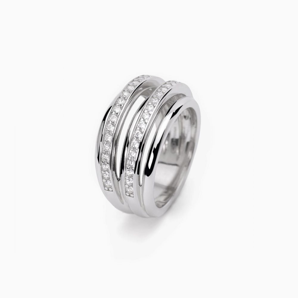 Mabina Anello Donna Argento Doppia Fascia con Zirconi