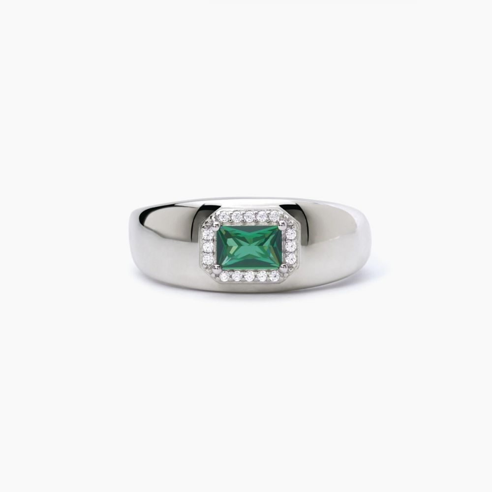 Mabina Anello Regolabile Donna Argento Smeraldo