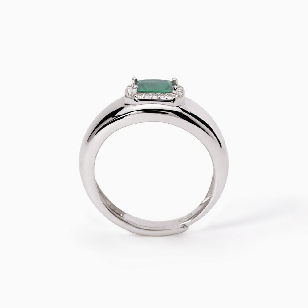 Mabina Anello Regolabile Donna Argento Smeraldo