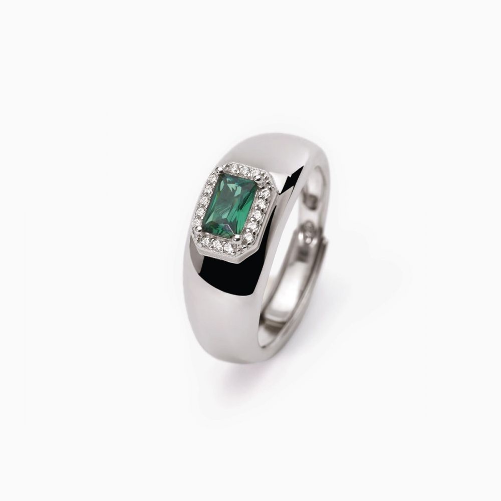 Mabina Anello Regolabile Donna Argento Smeraldo