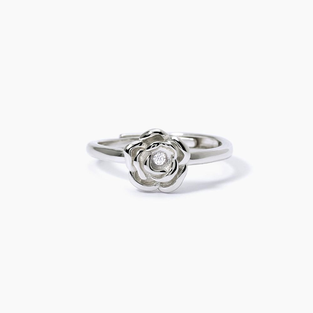 Mabina Anello Regolabile Argento Rodiato con Rosa