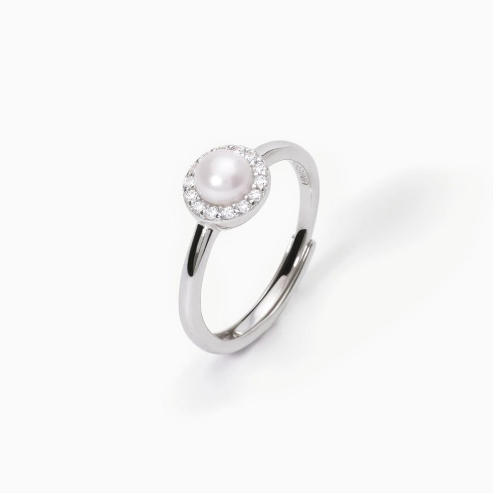 Mabina Anello Regolabile Argento Rodiato Con Perla