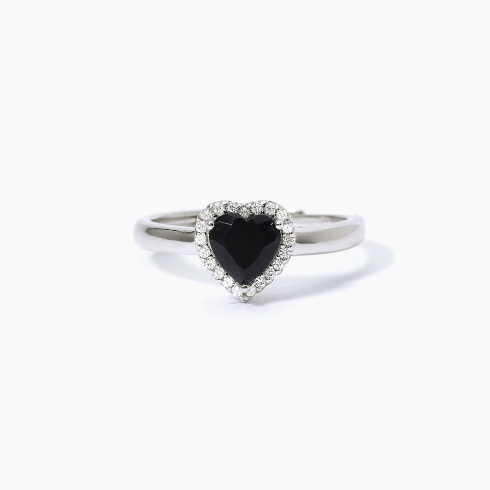 Mabina Anello Regolabile Argento Rodiato Cuore Nero
