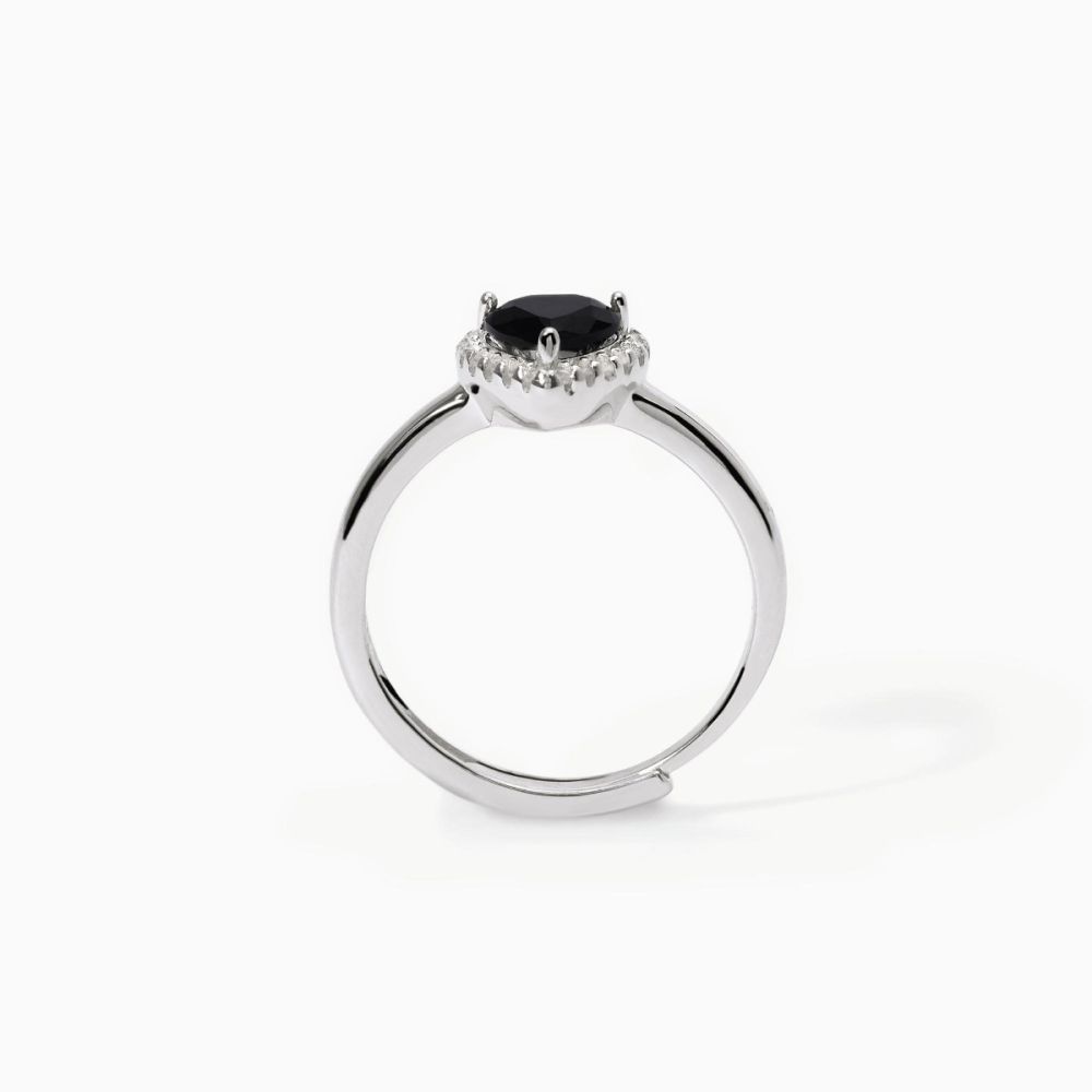 Mabina Anello Regolabile Argento Rodiato Cuore Nero