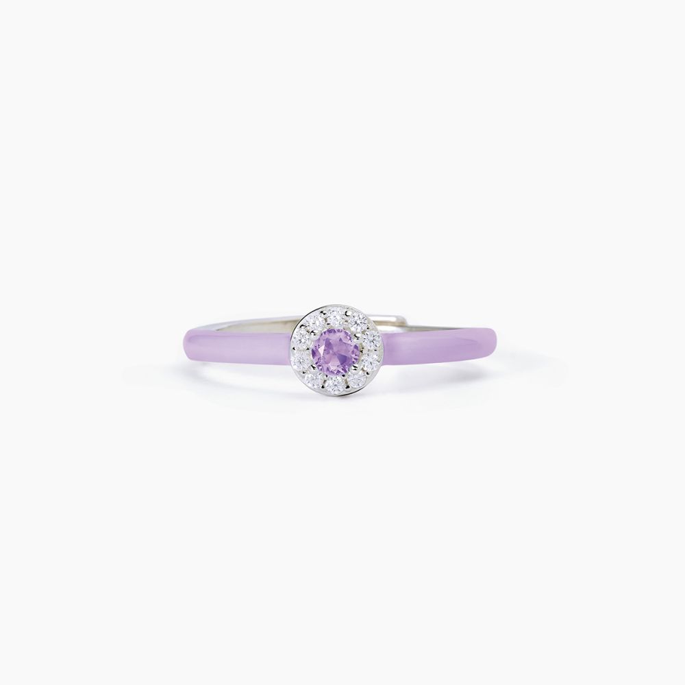 Mabina Anello Argento Smalto Viola Cristallo VIola