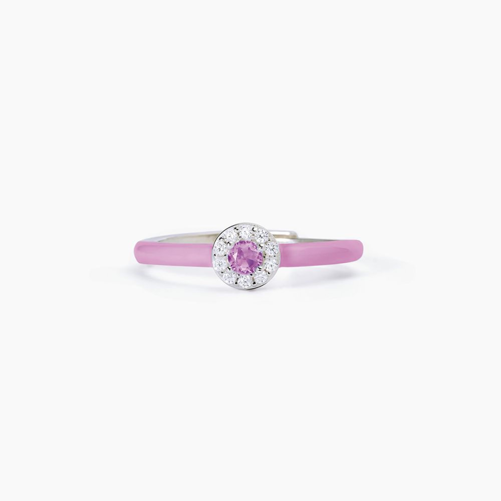 Mabina Anello Argento Smalto Rosa Cristallo Rosa