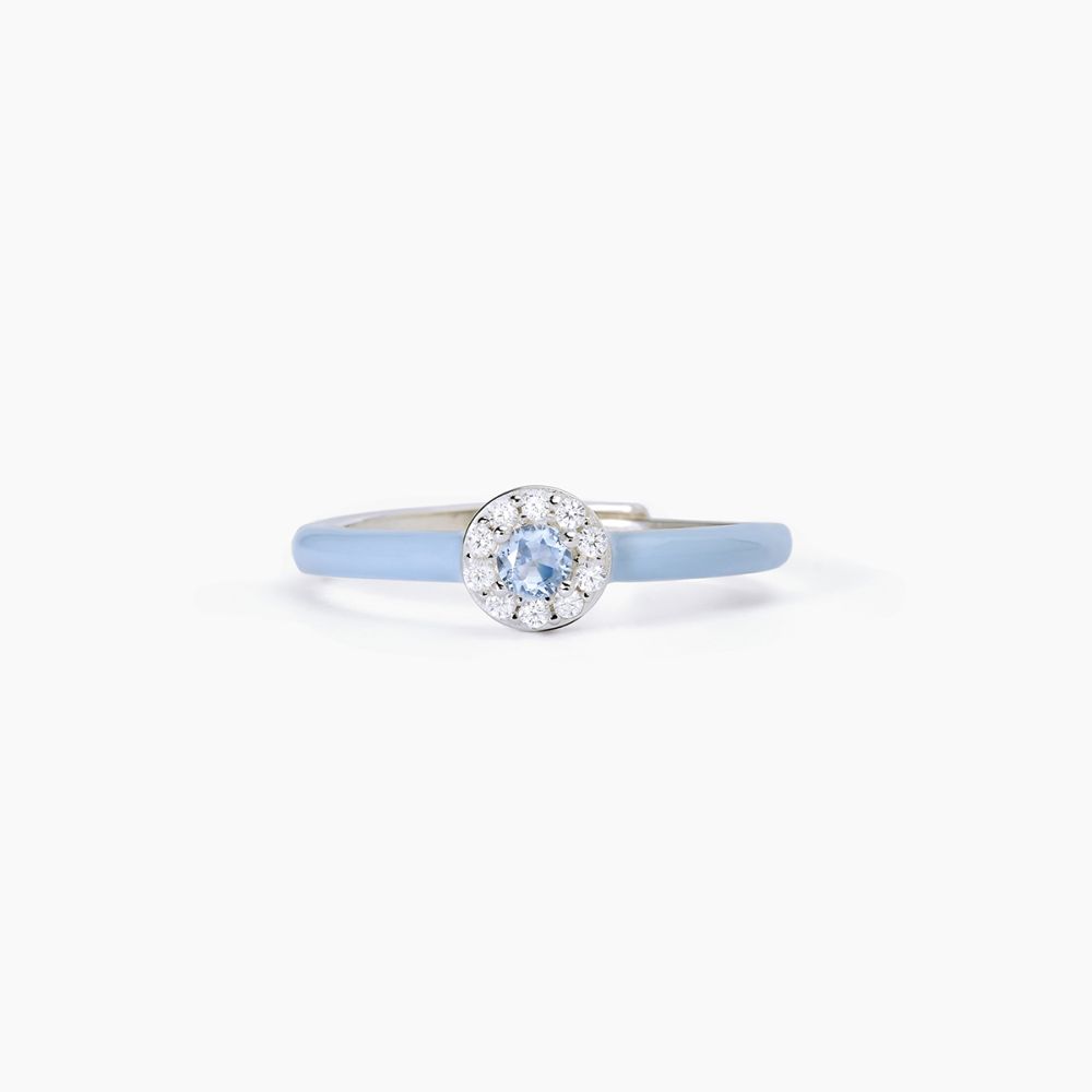 Mabina Anello Argento Smalto Azzurro e Acquamarina