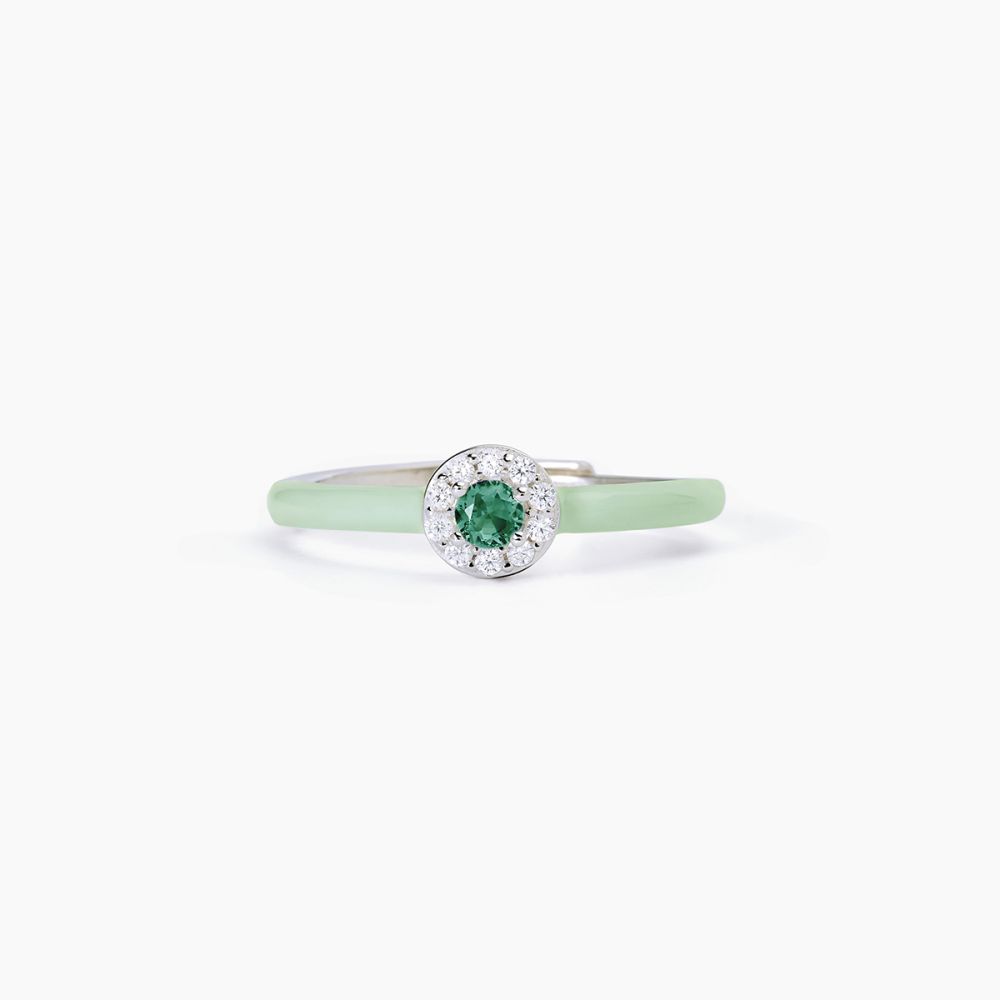 Mabina Anello Argento Smalto Verde e Smeraldo