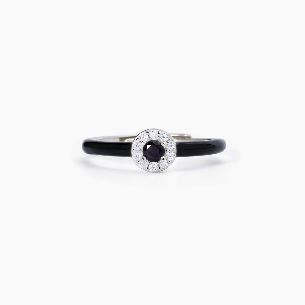 Mabina Anello Argento Smalto Nero zircone Nero