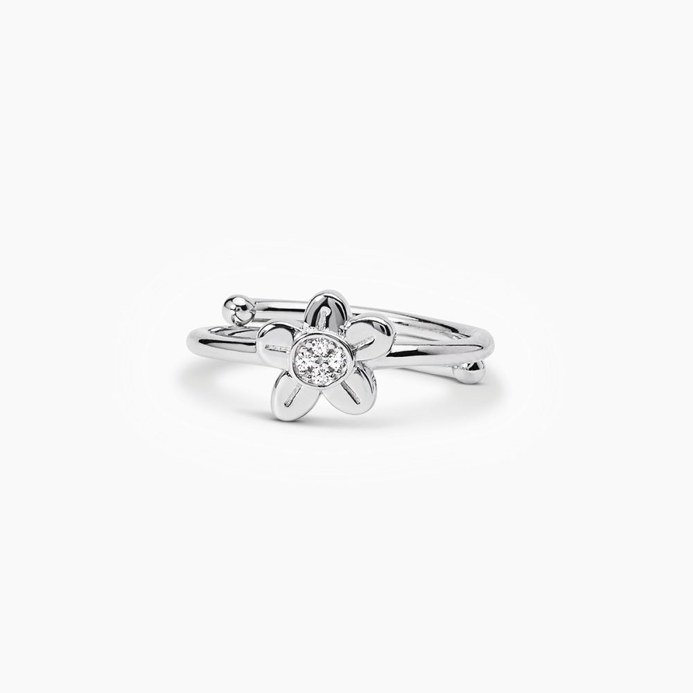 Mabina Anello Regolabile Argento Fiore Con Zirconi