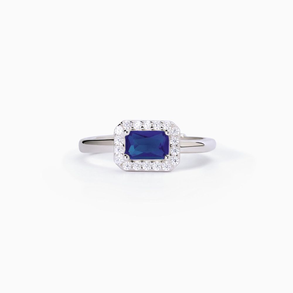Mabina Anello Regolabile Argento Zircone Zaffiro