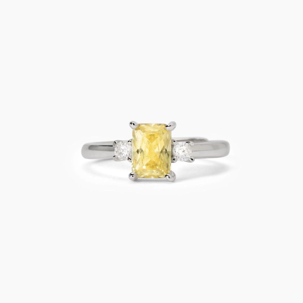 Mabina Anello Regolabile Argento Zircone Lemon