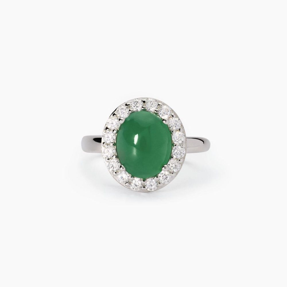 Mabina Anello Argento Agata Verde