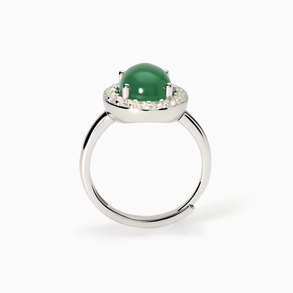 Mabina Anello Argento Agata Verde