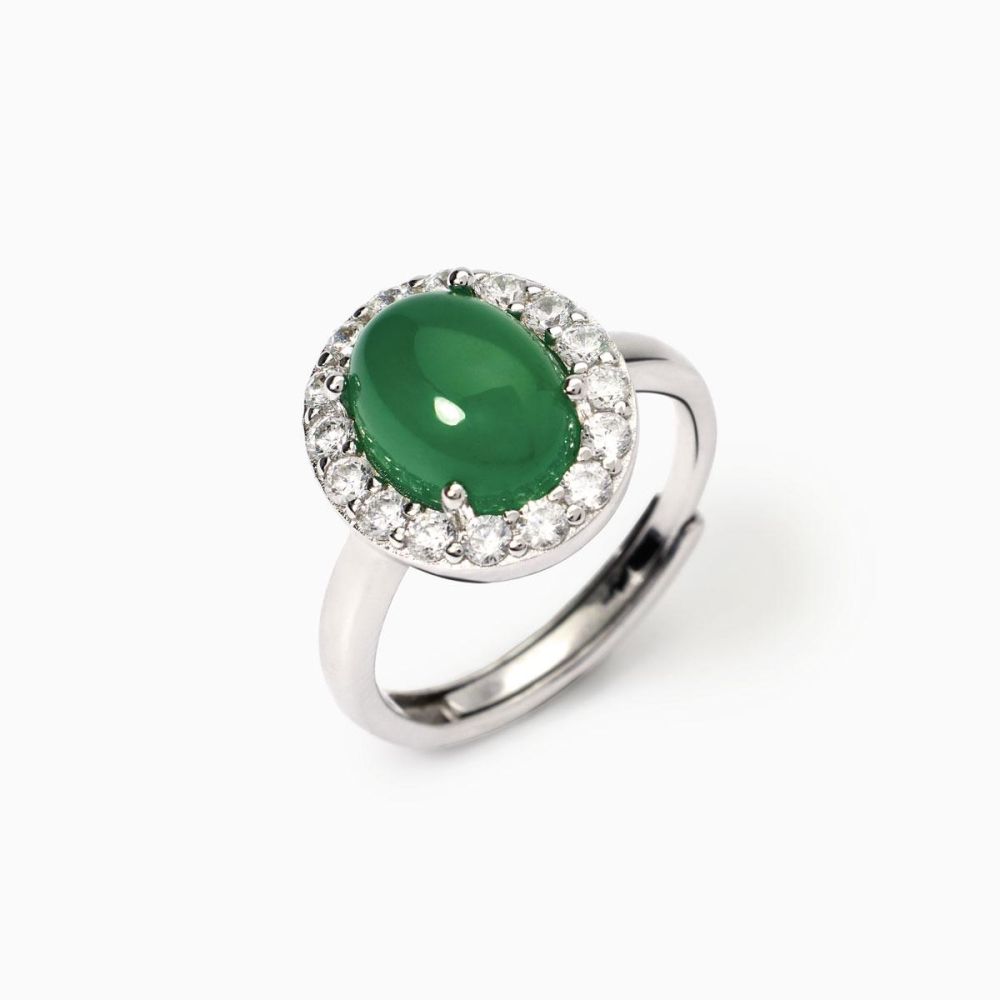 Mabina Anello Argento Agata Verde