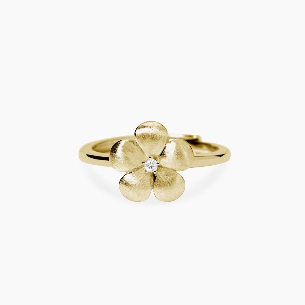 Mabina Anello Argento Bulinato Gold Fiore e Zircone