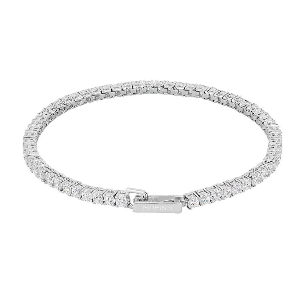 Mabina Tennis Argento Zirconi Bianchi 3 mm