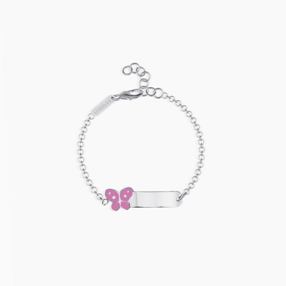 Mabina Bracciale Kids Argento Farfalla e Targhetta