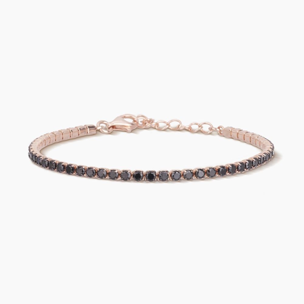 Mabina Tennis Argento Rosè Zirconi Neri