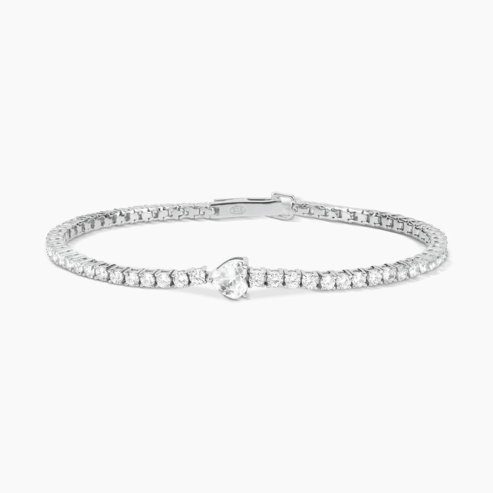 Mabina Tennis Argento Rodiato Zirconi Bianchi