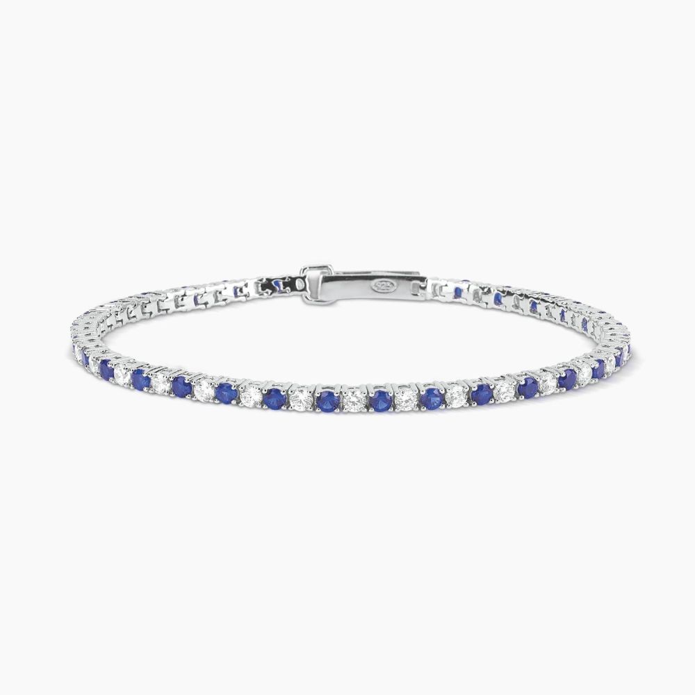 Mabina Tennis Argento Zirconi Bianchi e Blu