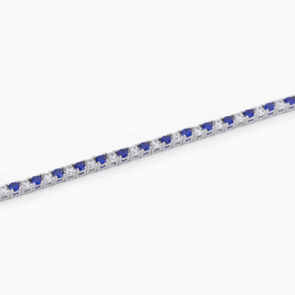 Mabina Tennis Argento Zirconi Bianchi e Blu