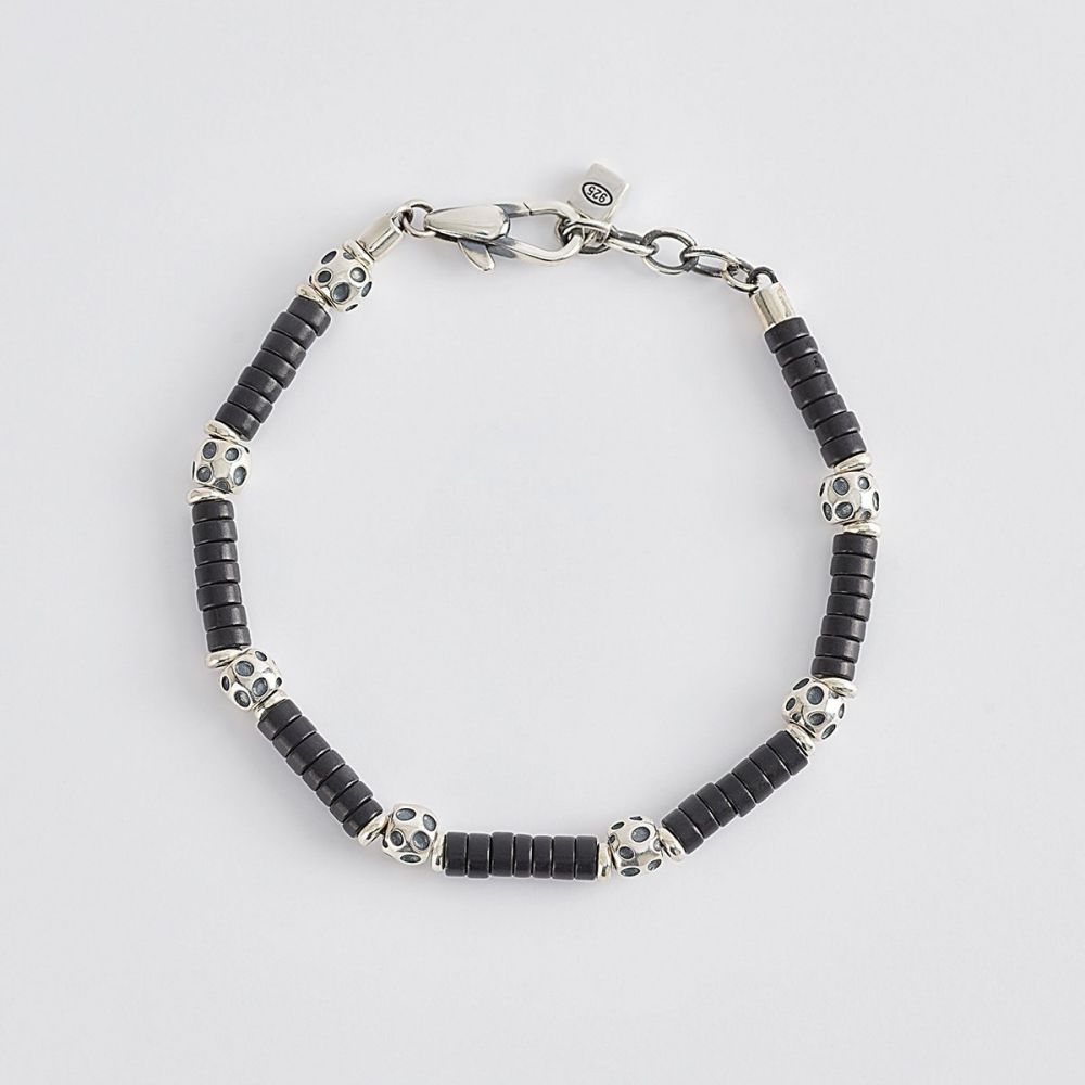 Mabina Bracciale Uomo Argento Agata Nera