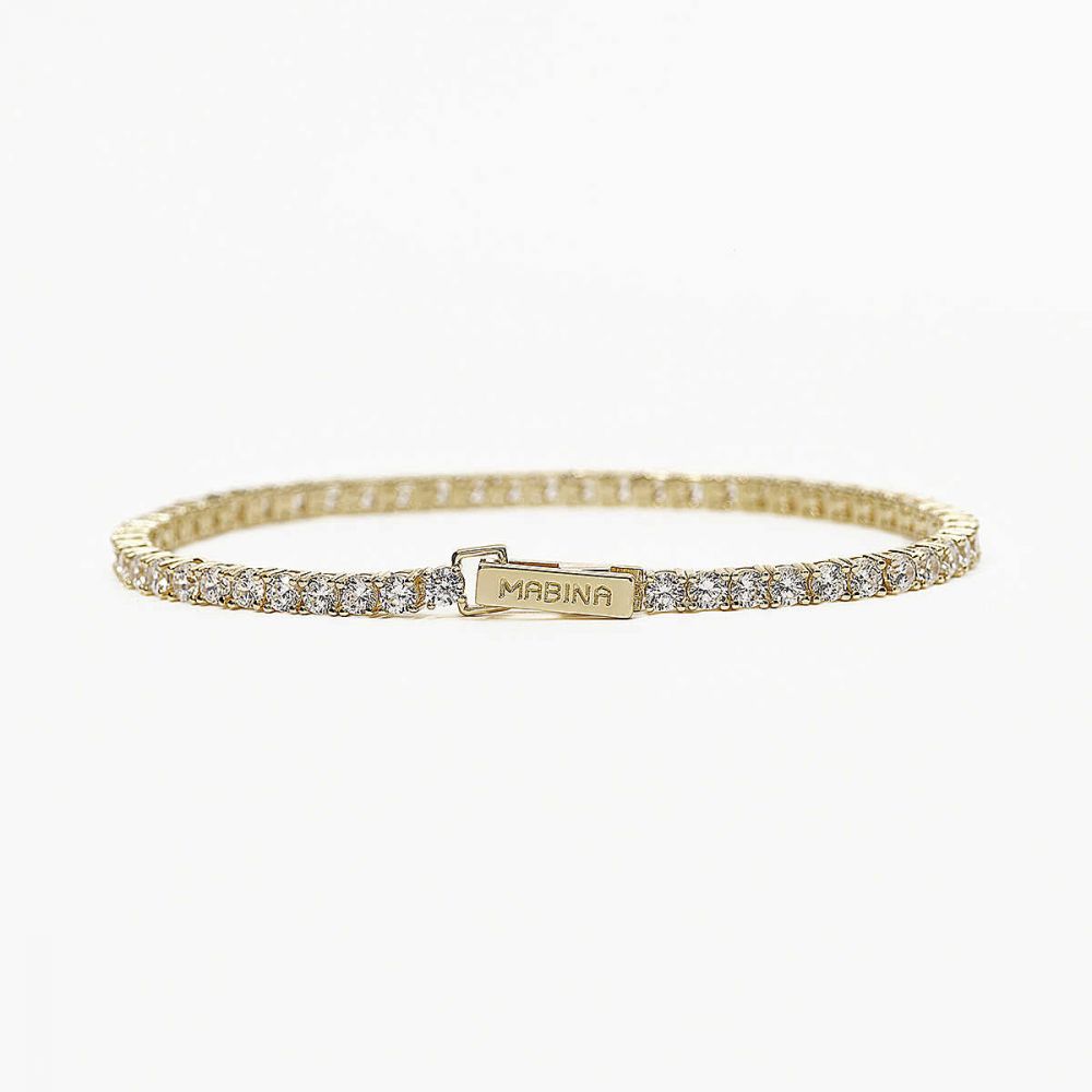 Mabina Tennis Argento Gold Cristalli Bianchi