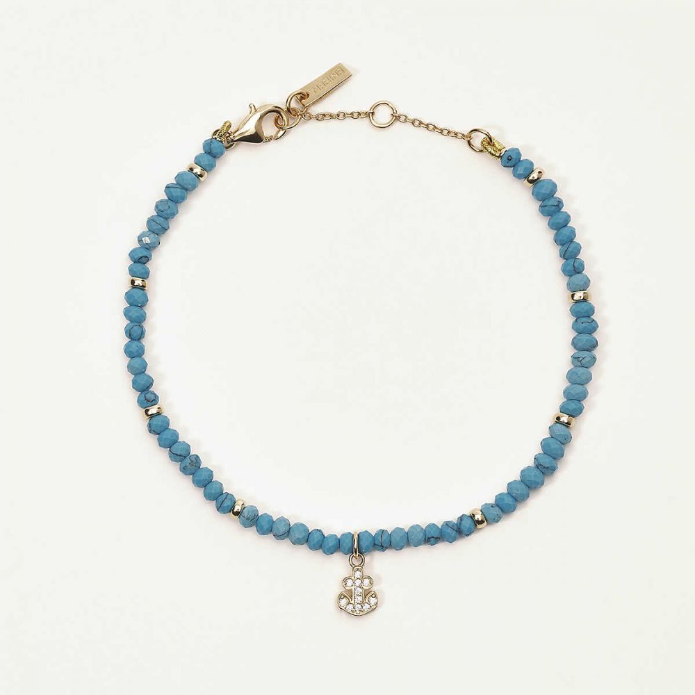 Mabina Bracciale Argento Gold Turchese e Ancora