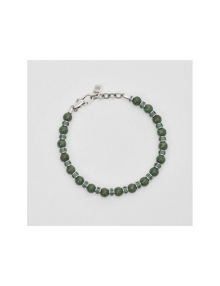 Mabina Bracciale Uomo Argento e Sfere di Giada