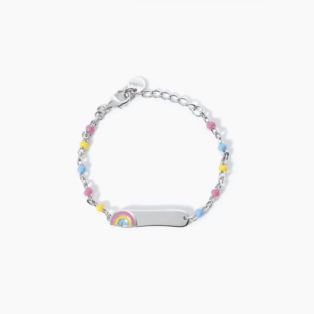 Mabina Bracciale Kids Argento Arcobaleno e Targhetta