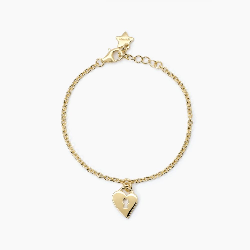 Mabina Bracciale Argento Gold Pendente Cuore Lucchetto