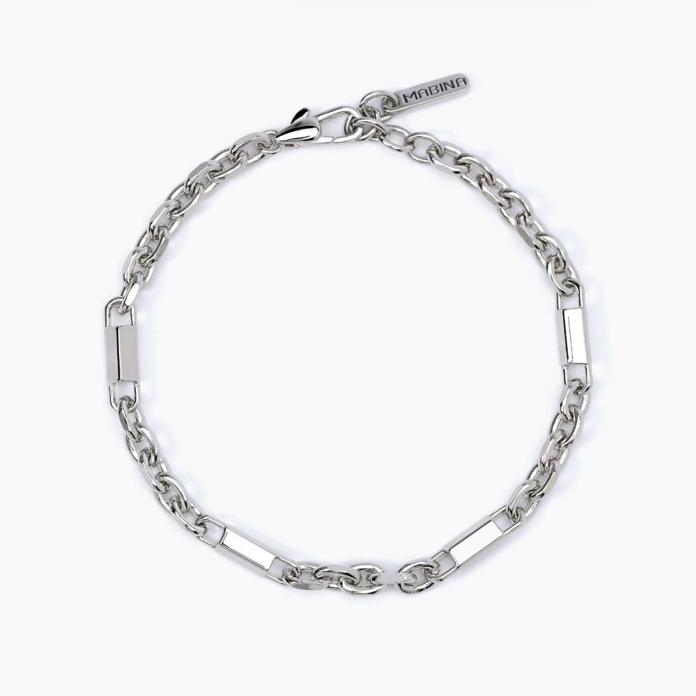 Mabina Bracciale Uomo Argento Inserti Lucidi